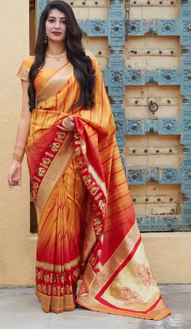 Elegant Yellow Color Soft Silk Designer Classic Party Wear Saree Blouse -8727104588