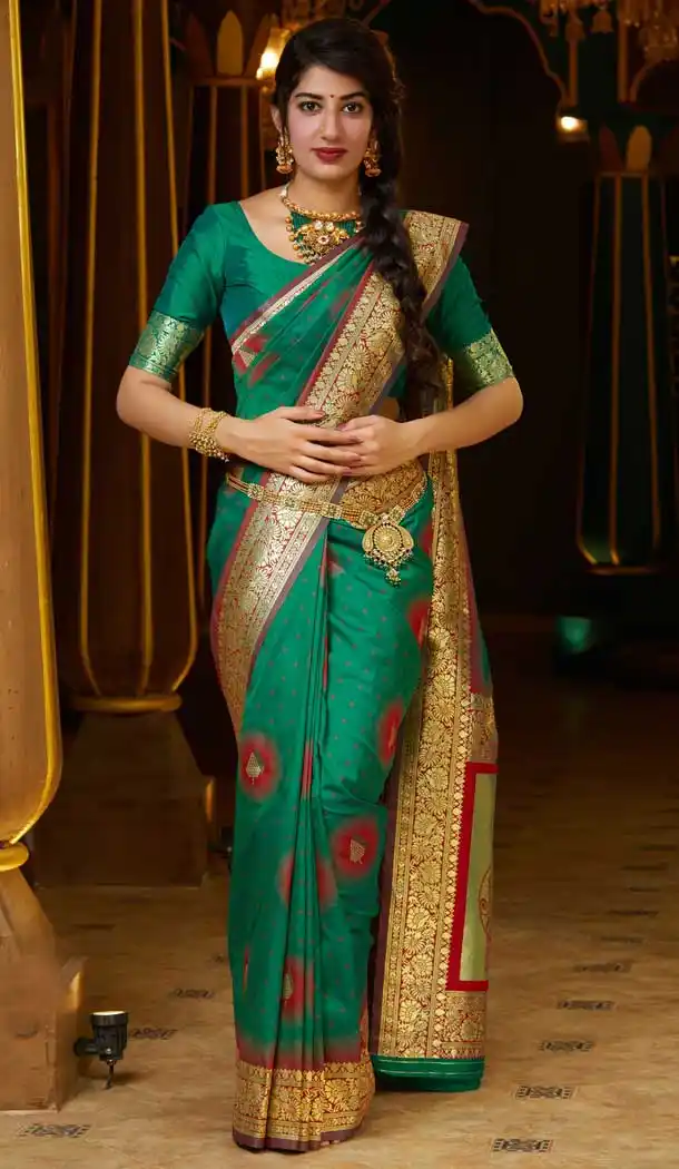 Green Color Soft Silk Designer Classic Party Wear Saree Blouse -8727104590