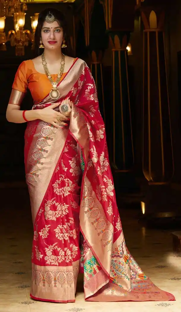 Gorgeous Red Color Soft Silk Designer Classic Party Wear Saree Blouse -8727104593