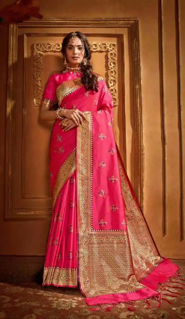 Pink Color Silk Weaving With Jacquard Work Designer Saree Blouse -8765104898