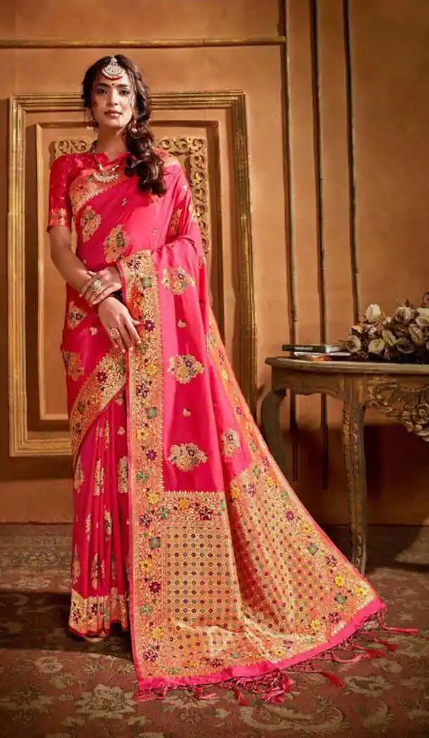 Pink Color Silk Weaving With Jacquard Work Designer Saree Blouse -8765104911