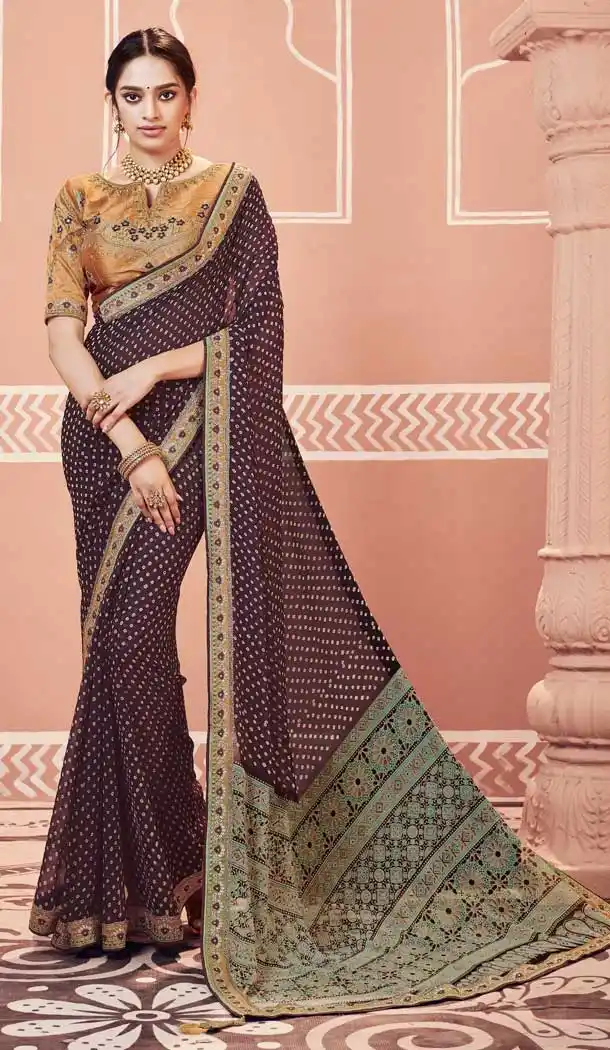 Brown Color Dola Silk Designer Traditional Wear Saree For Women -8801105194