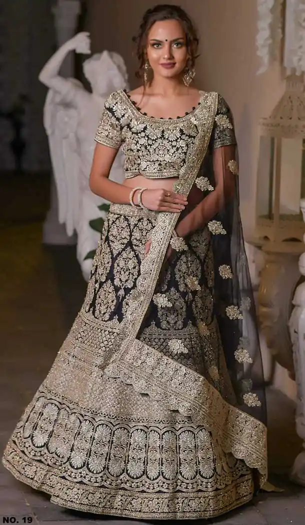Black Color Net Heavy Designer Bridal Wedding Wear Women Lehenga Choli -8819105335