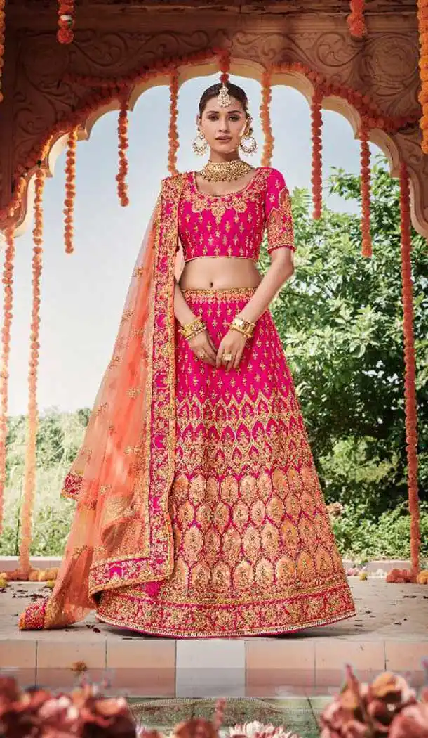 Exotic Pink Color Silk Heavy Designer Bridal Wedding Women Lehenga Choli -8847105565