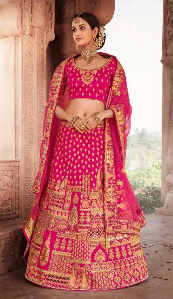 Magenta Color Silk Heavy Designer Bridal Wedding Women Lehenga Choli -8847105572