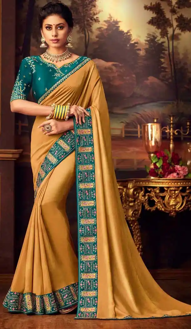 wedding plus size party wear saree and jewellery -8892106064