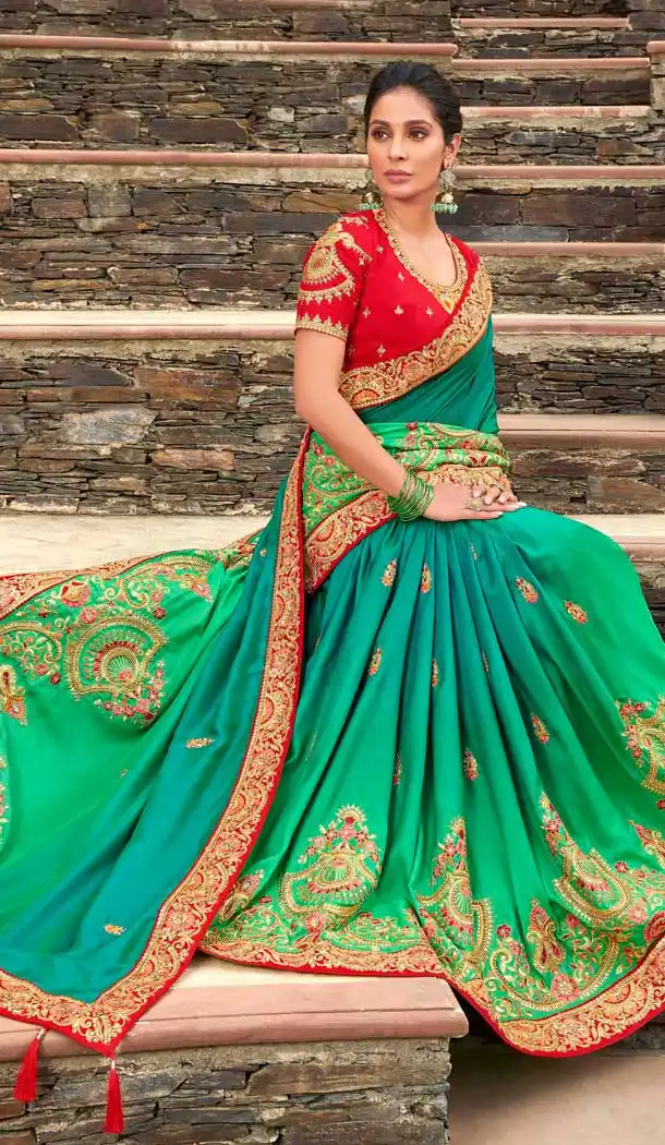 Exotic Multi Color Modal Satin Embroidery Heavy Designer Saree Blouse -8893106073