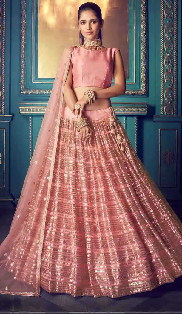 Light Pink Color Soft Net Heavy Designer Party Wear Lehenga Choli -8898106133
