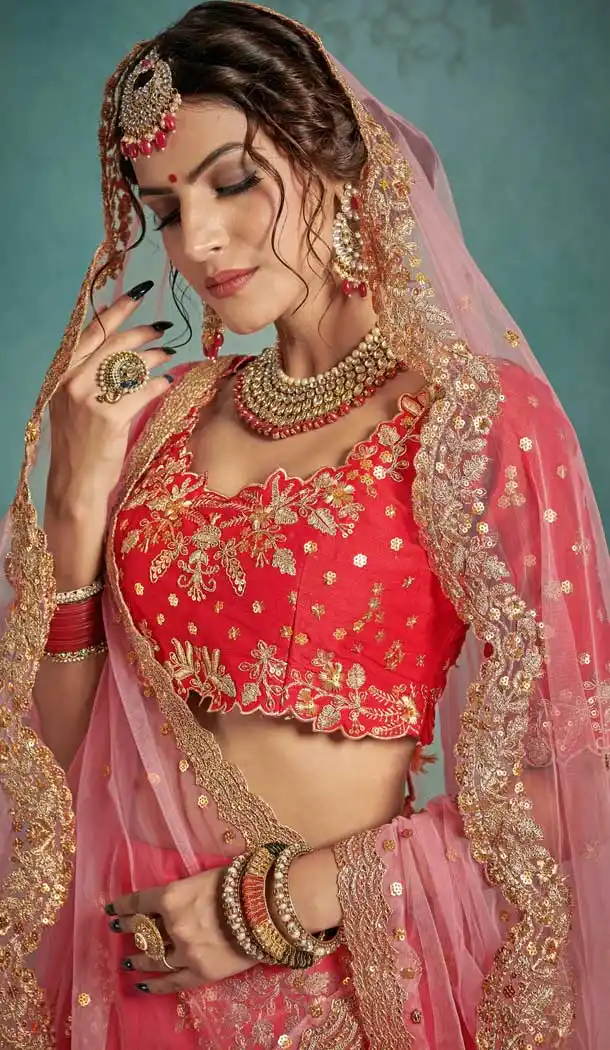Exquisite Red Color Art Silk Designer Bridal Wedding Wear Lehenga Choli -8907106198