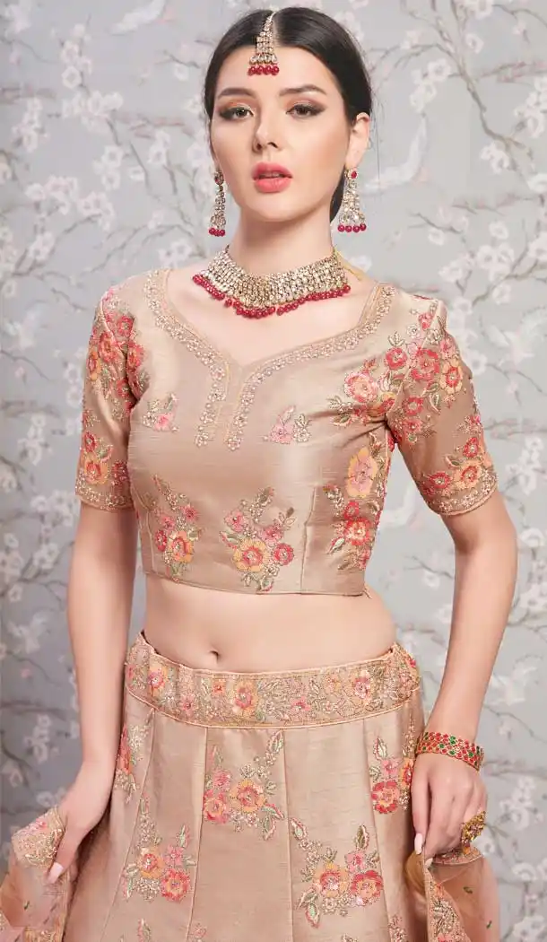 Ligit Brown Color Banglori Silk Designer Bridal Wedding Wear Lehenga Choli -8908106209