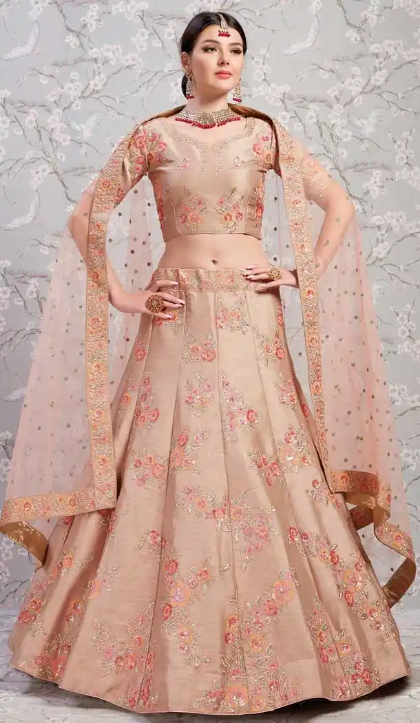 Ligit Brown Color Banglori Silk Designer Bridal Wedding Wear Lehenga Choli -8908106209