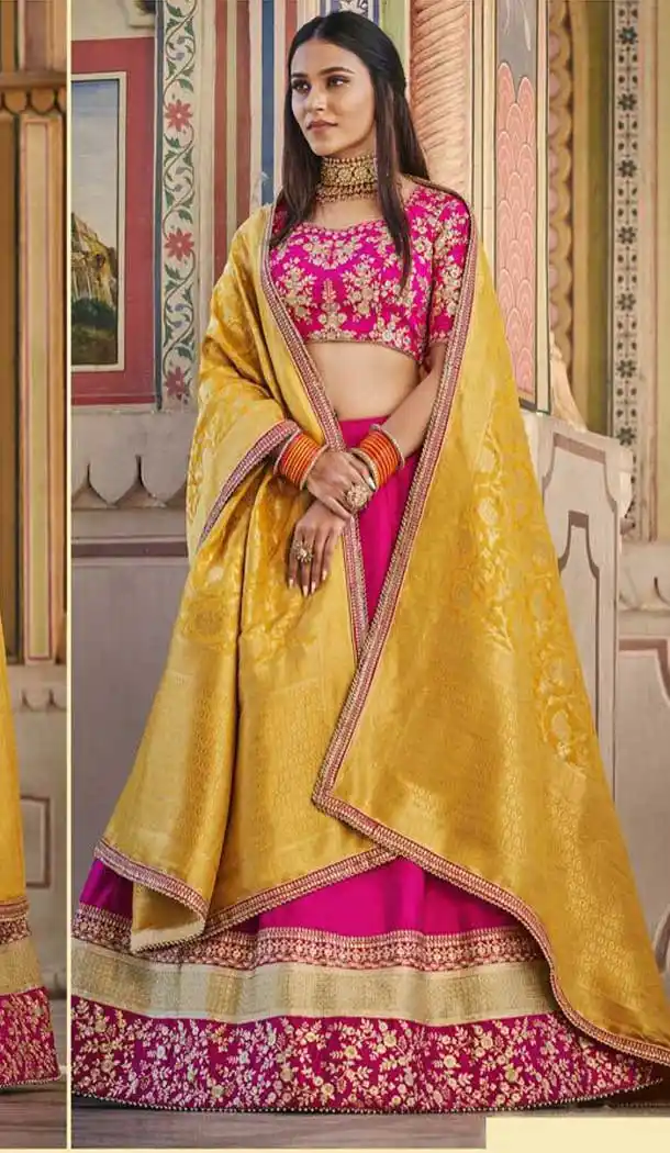 Rani Pink Color Handloom Silk Heavy Designer Wedding Wear Lehenga Choli -8927106354