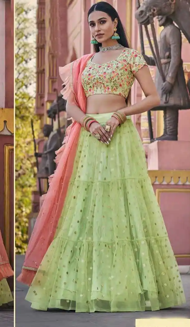 Liril Lemon Color Net Heavy Designer Wedding Wear Lehenga Choli -8927106356