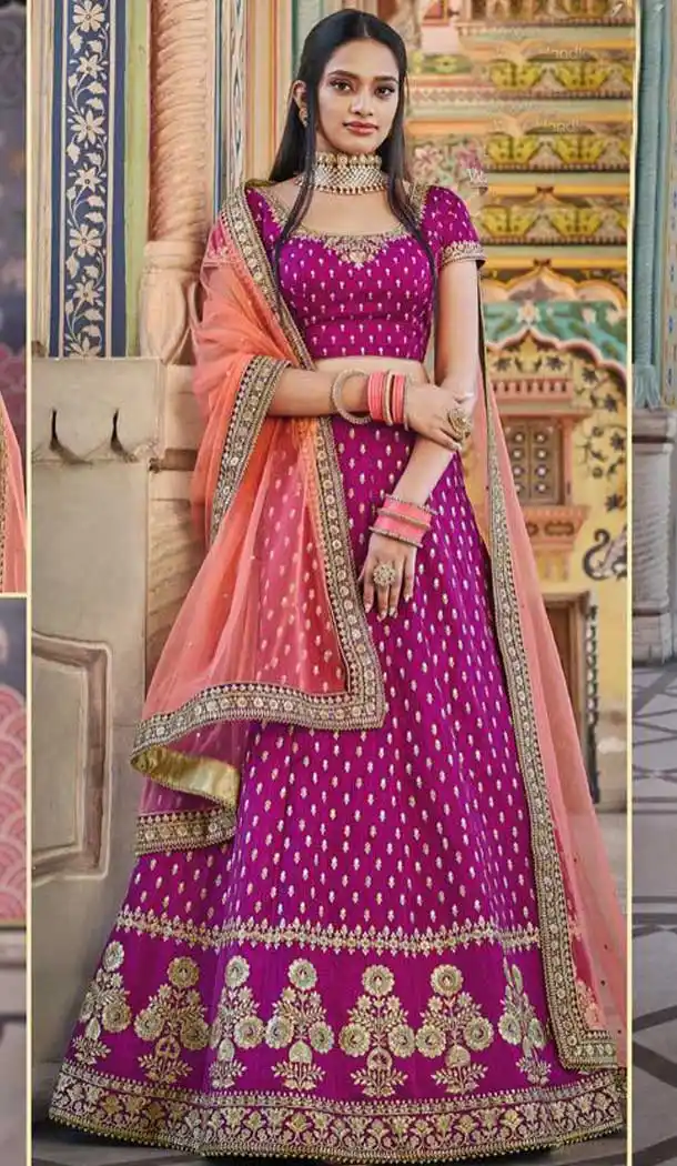 Wine Color Handloom Silk Heavy Designer Wedding Wear Lehenga Choli -8927106362