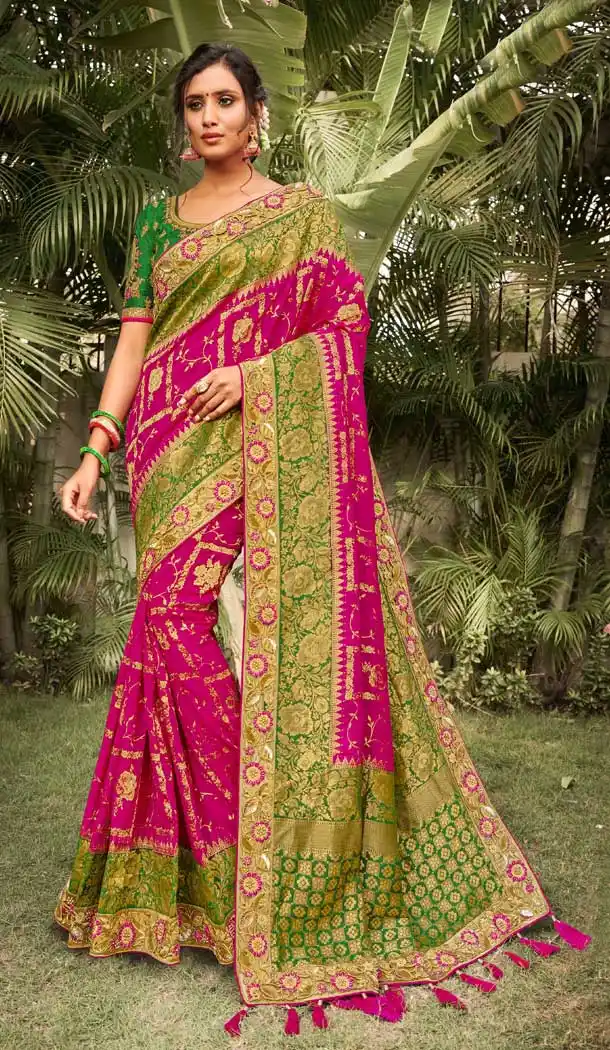 Rani Green Color Dola Silk Heavy Designer Party Wear Women Saree Blouse -8955106659
