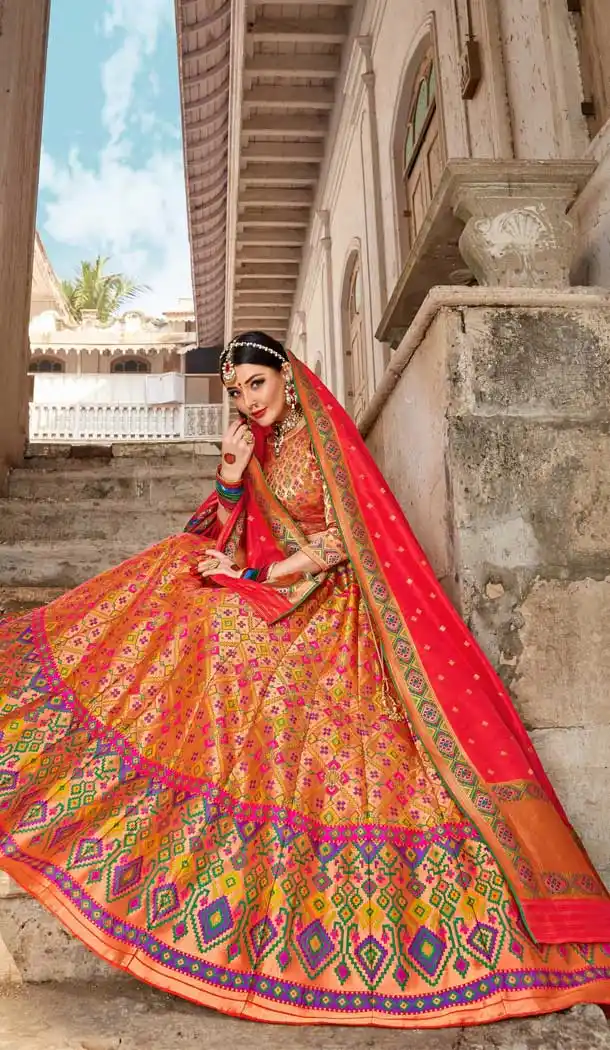 Multi Color Banarasi Silk Designer Wedding Wear Lehenga Choli -8977106860