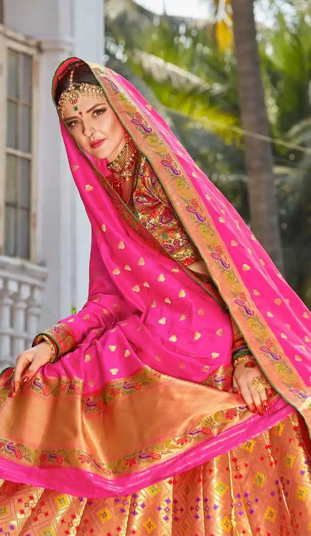 Ethinic Multi Color Banarasi Silk Designer Wedding Wear Lehenga Choli -8977106863