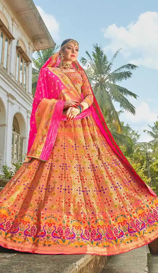 Ethinic Multi Color Banarasi Silk Designer Wedding Wear Lehenga Choli -8977106863