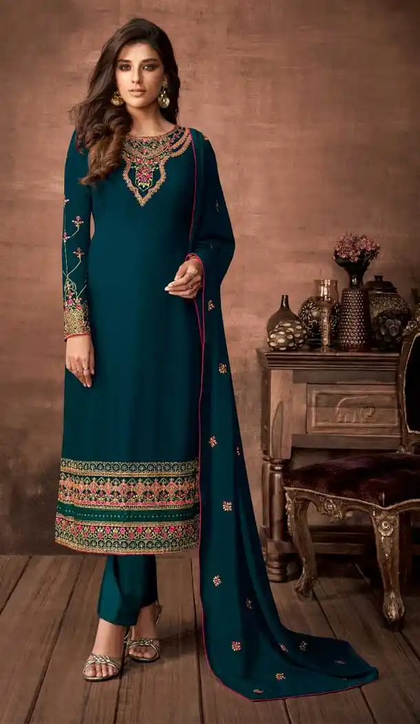 Ravishing Rama Green Color Georgette Casual Party Wear Salwar Suit -9020107520