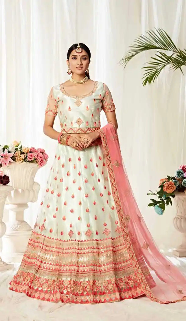 Pista Color Heavy Net Traditional Wedding Party Wear Lehenga Choli -9034107718