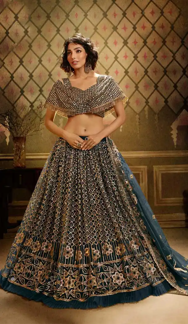 Rama Green Color Soft Net Heavy Designer Party Wear Lehenga Choli -9053107852