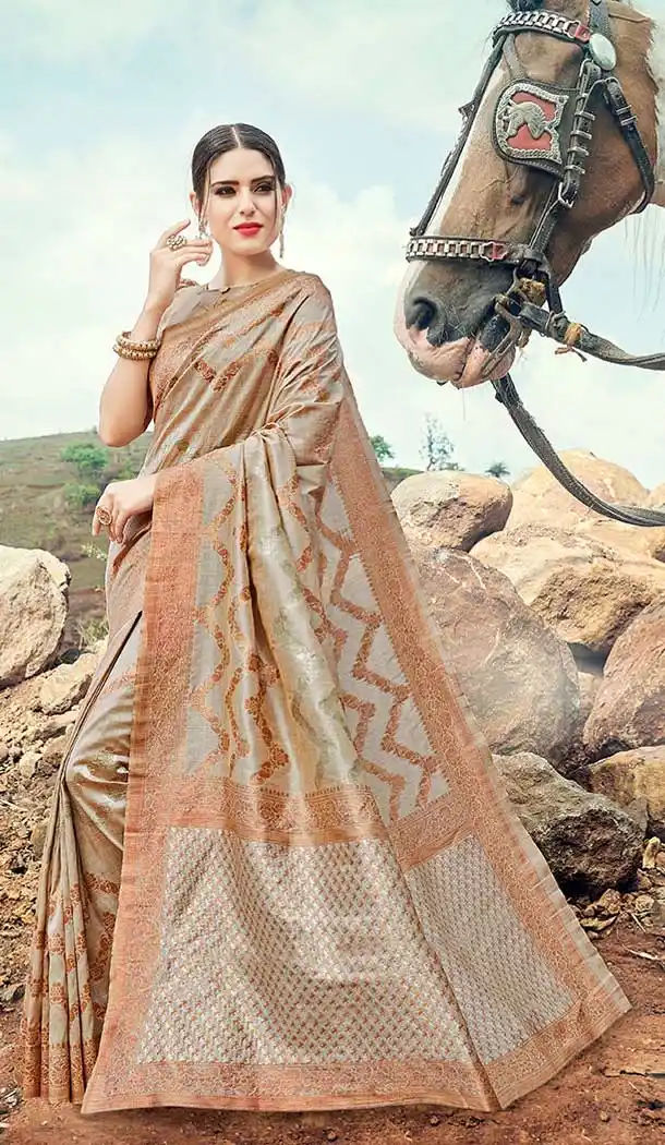Exquisite Grey Color Banarasi Silk Designer Traditional Wear Saree Blouse -9134108453