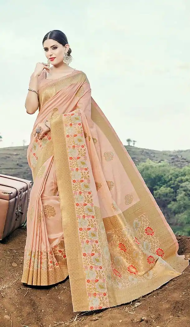 Baby Pink Color Banarasi Silk Designer Traditional Wear Saree Blouse -9134108459