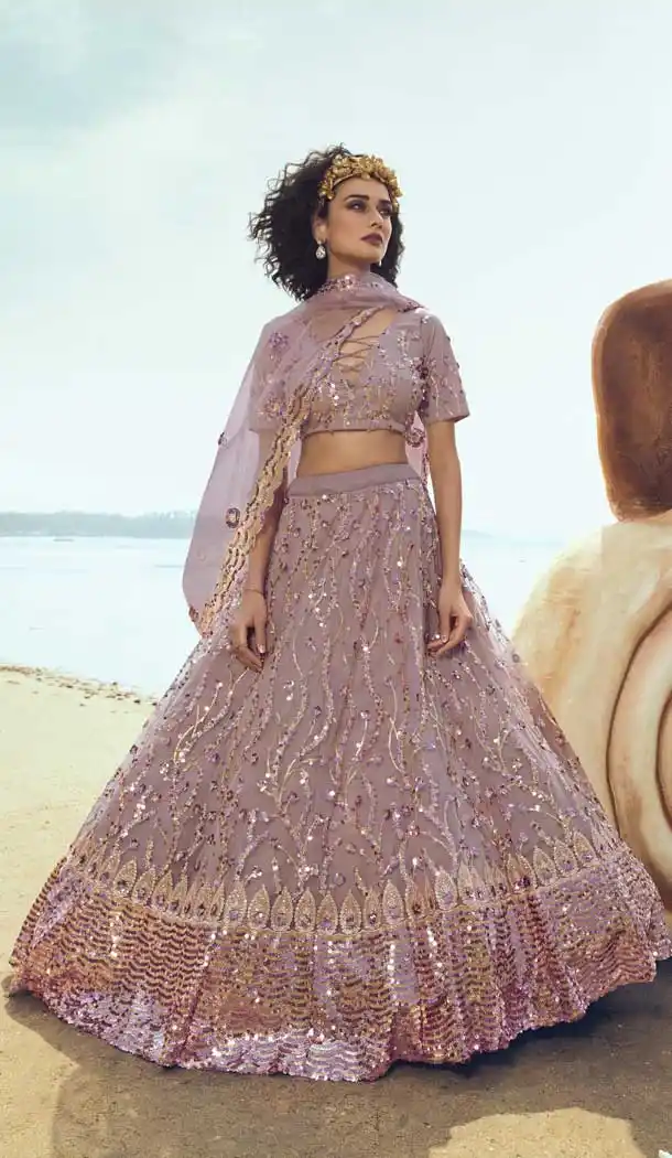 Ravishing Lilac Color Soft Net Designer Party Wear Women Lehenga Choli -9171108844