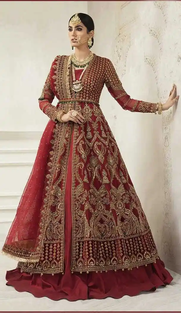 Charming Maroon Color Heavy Butterfly Net Party Wear Salwar Kameez -9169108829
