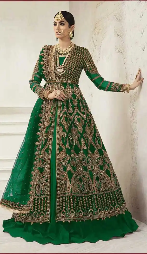 Alluring Green Color Heavy Butterfly Net Party Wear Salwar Kameez -9169108830