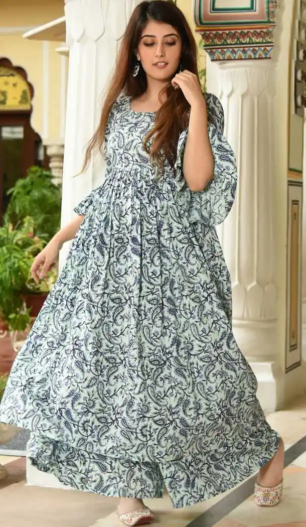 Off White Color Pure Maslin Designer Digital Print Readymade Kurti -9206109178