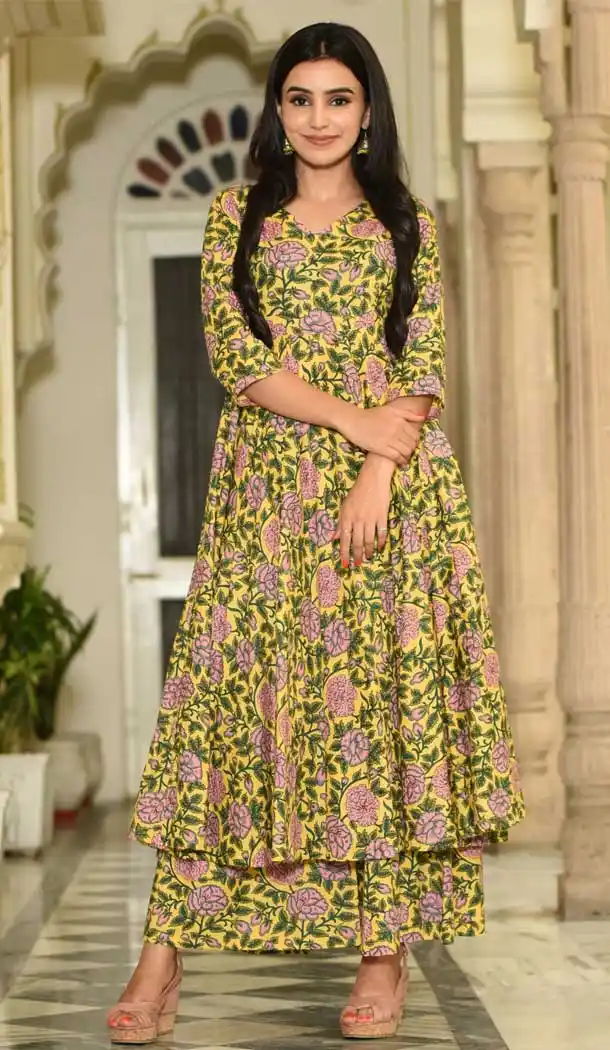 Charming Yellow Color Pure Maslin Designer Digital Print Readymade Kurti -9206109179