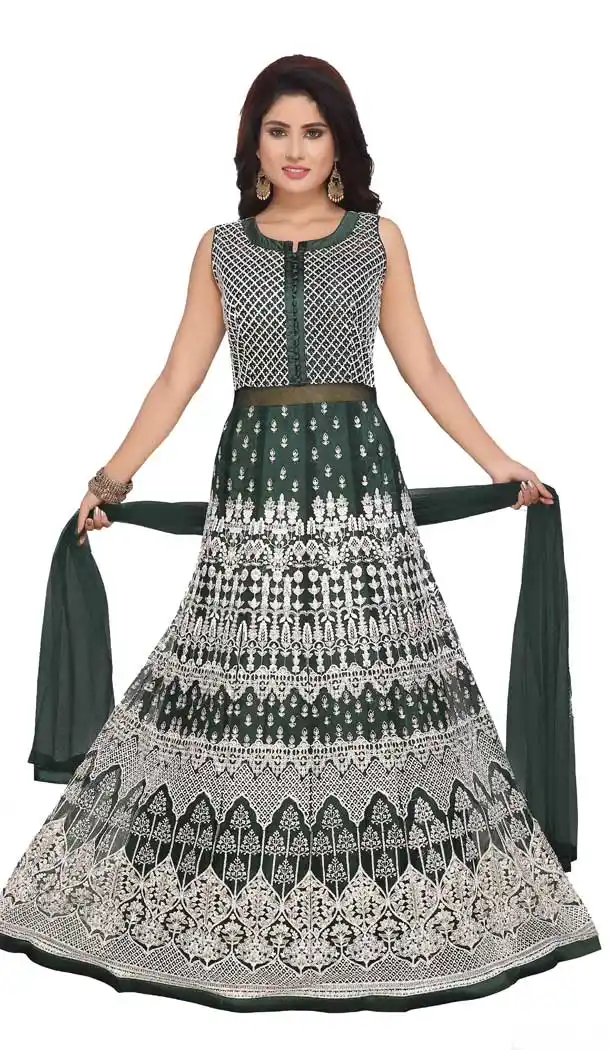 Dark Green Color Net Designer Party Wear Readymade Salwar Suit -9211109217