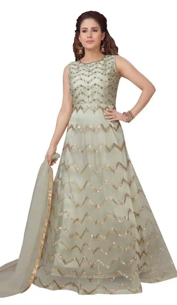 Olive Green Color Net Designer Party Wear Readymade Salwar Suit -9211109221