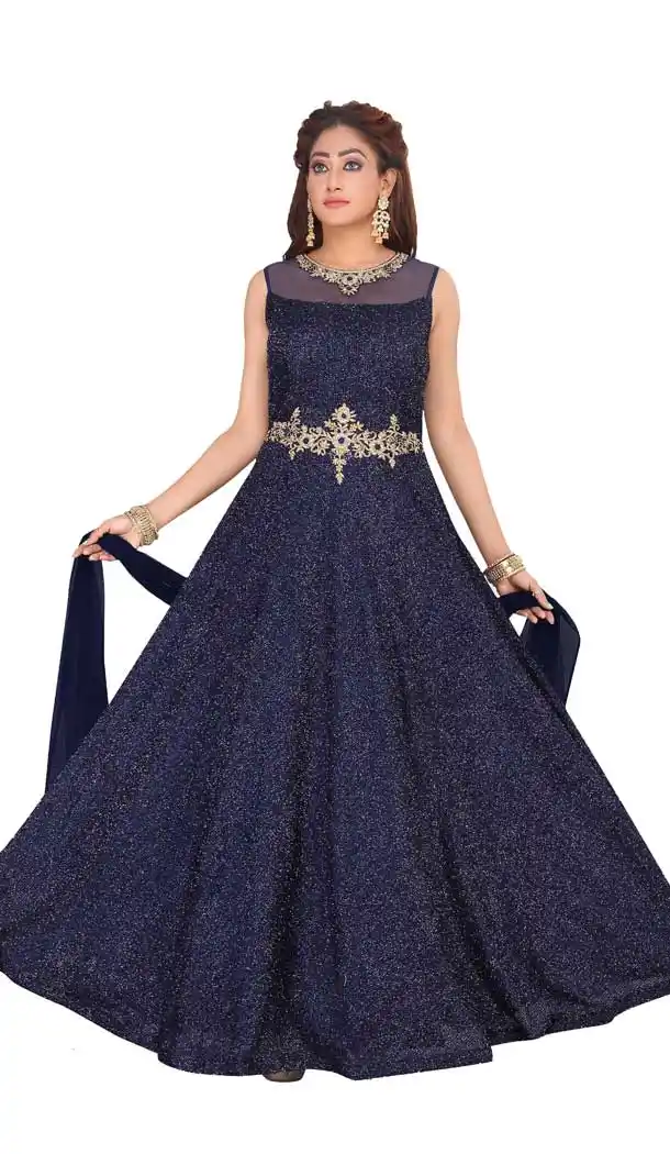 Navy Blue Color Art Silk Designer Party Wear Readymade Salwar Suit -9211109222