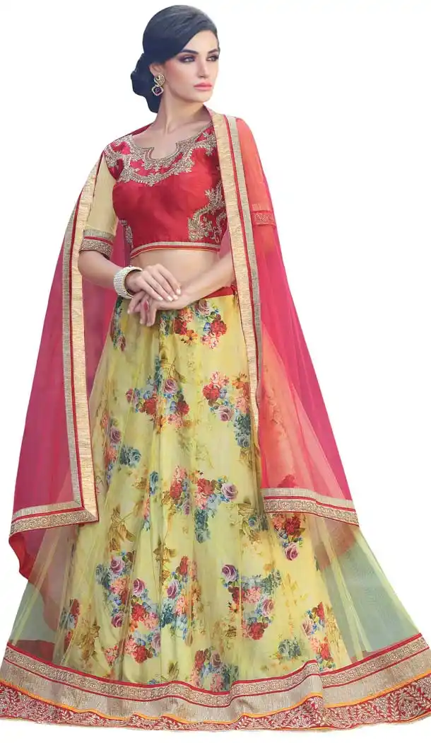 Fascinating Yellow Color Net Heavy Designer Party Wear Lehenga Choli -9212109228