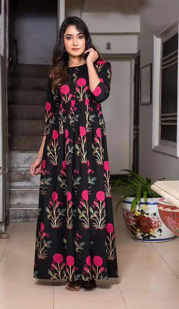 Classy Black Color Maslin Party Wear Readymade Kurti -9224109342