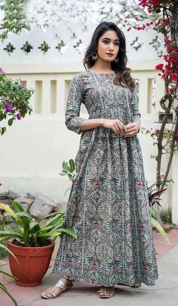 Exquisite Sky Blue Color Maslin Party Wear Readymade Women Kurti -9224109344