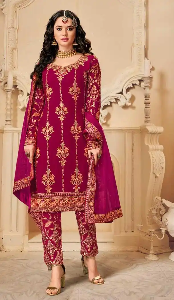 Rani Pink Color Bluming Georgette Designer Party Wear Salwar Suit -9229109377
