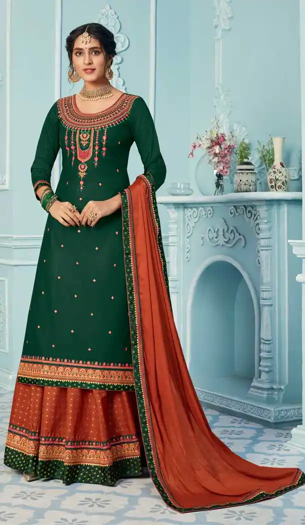 Green Color Jam Silk Color Heavy Designer Party Wear Lehenga Suit -9230109379