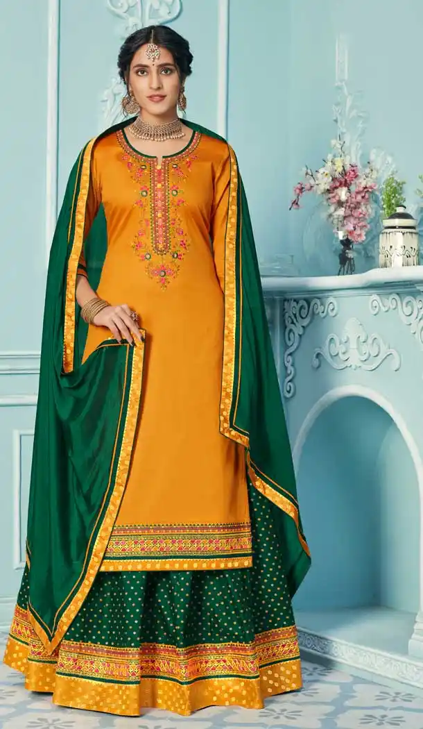 Glamorous Yellow Color Jam Silk Color Heavy Designer Party Wear Lehenga Suit -9230109381