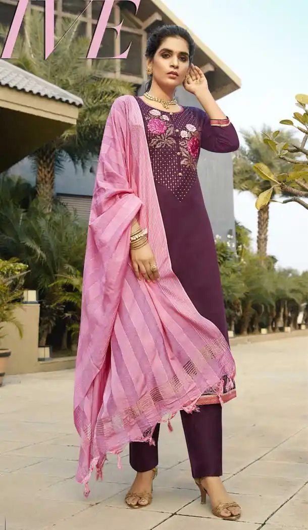 Purple Color Pure Jam Silk Cotton Casual Party Wear Salwar Suit -9231109387