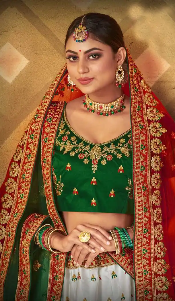 White Color Heavy Malai Satin Heavy Designer Wedding Wear Lehenga Choli -9262109699