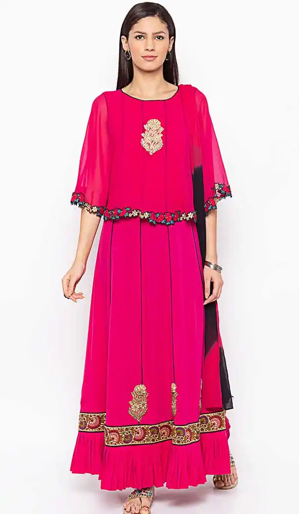 Pink Color American Crepe Fancy Readymade Designer Party Wear Plus Size Suit -9264109734