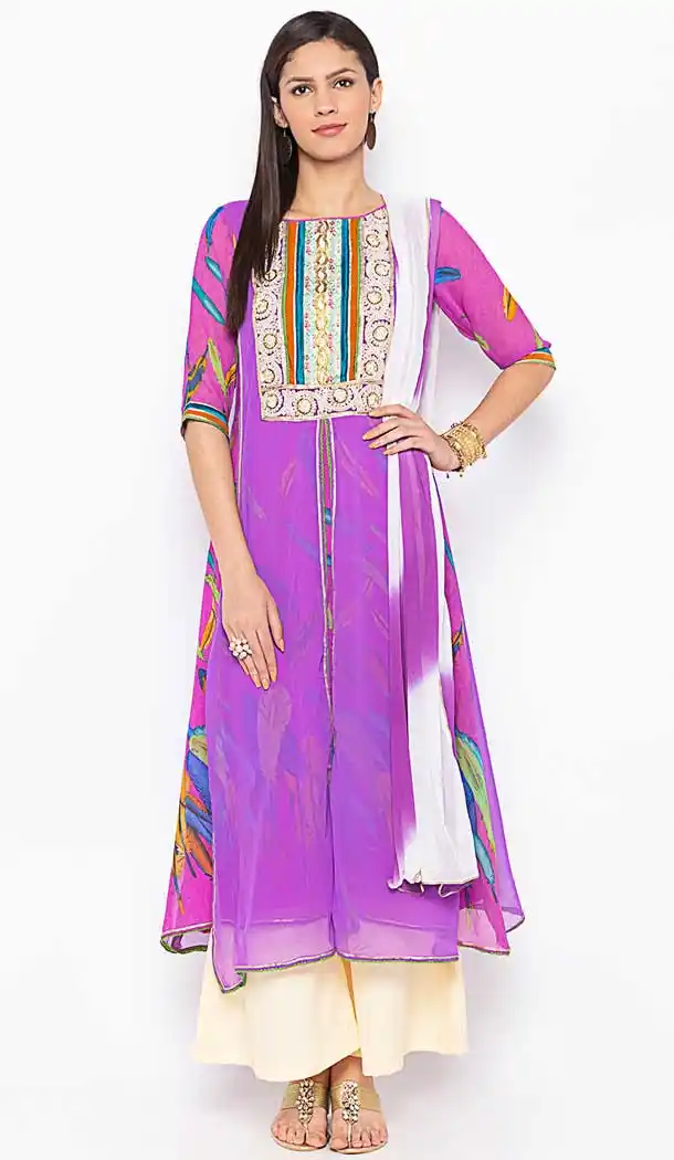 Purple Color Georgette Fancy Readymade Designer Party Wear Plus Size Suit -9264109736