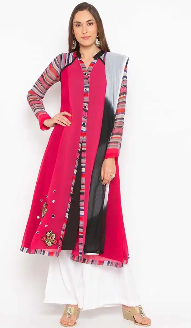 Pink Color Georgette Fancy Readymade Designer Party Wear Plus Size Suit -9264109739