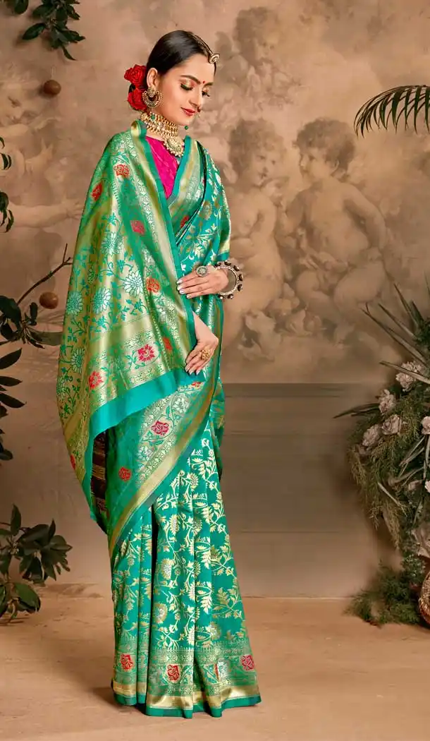 Green Color Art Silk Traditional Classic Wear Saree Blouse -9277109853