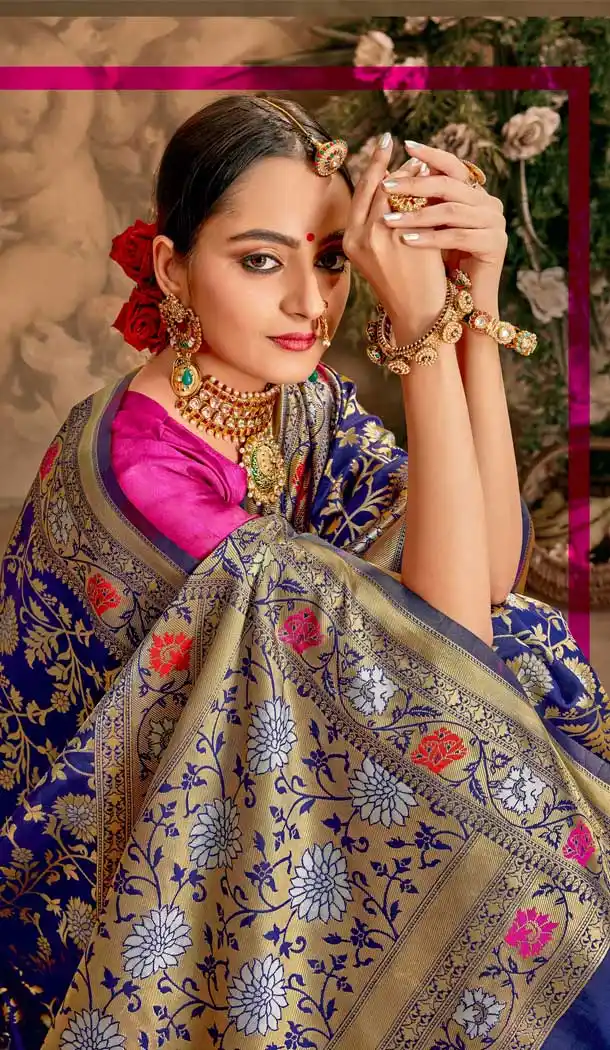 Blue Color Art Silk Traditional Classic Wear Saree Blouse -9277109856