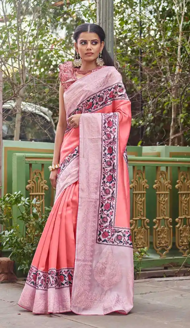 Baby Pink Color Fancy Fabric Designer Party Wear Saree Blouse -9279109864