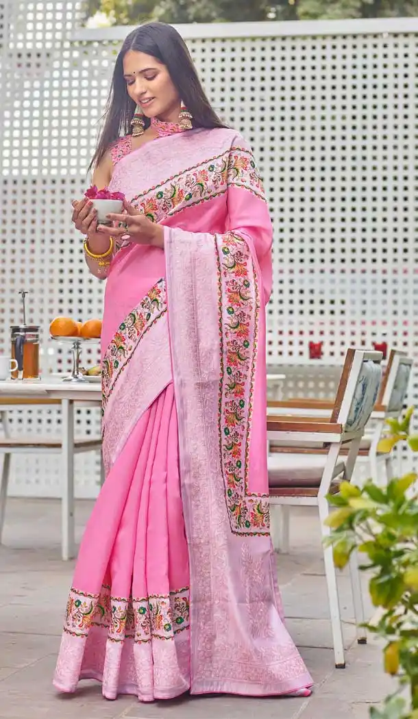 Pink Color Fancy Fabric Designer Party Wear Saree Blouse -9279109867